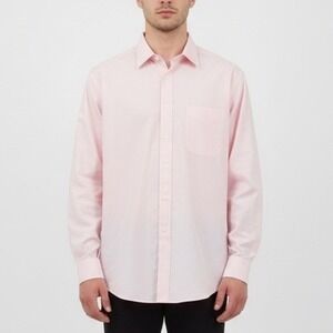 Wilkes Riley Mens Pink Classic Fit Supima Cotton Dress Shirt 17 12 x 35